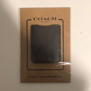 Coach leather stick-on phone wallet